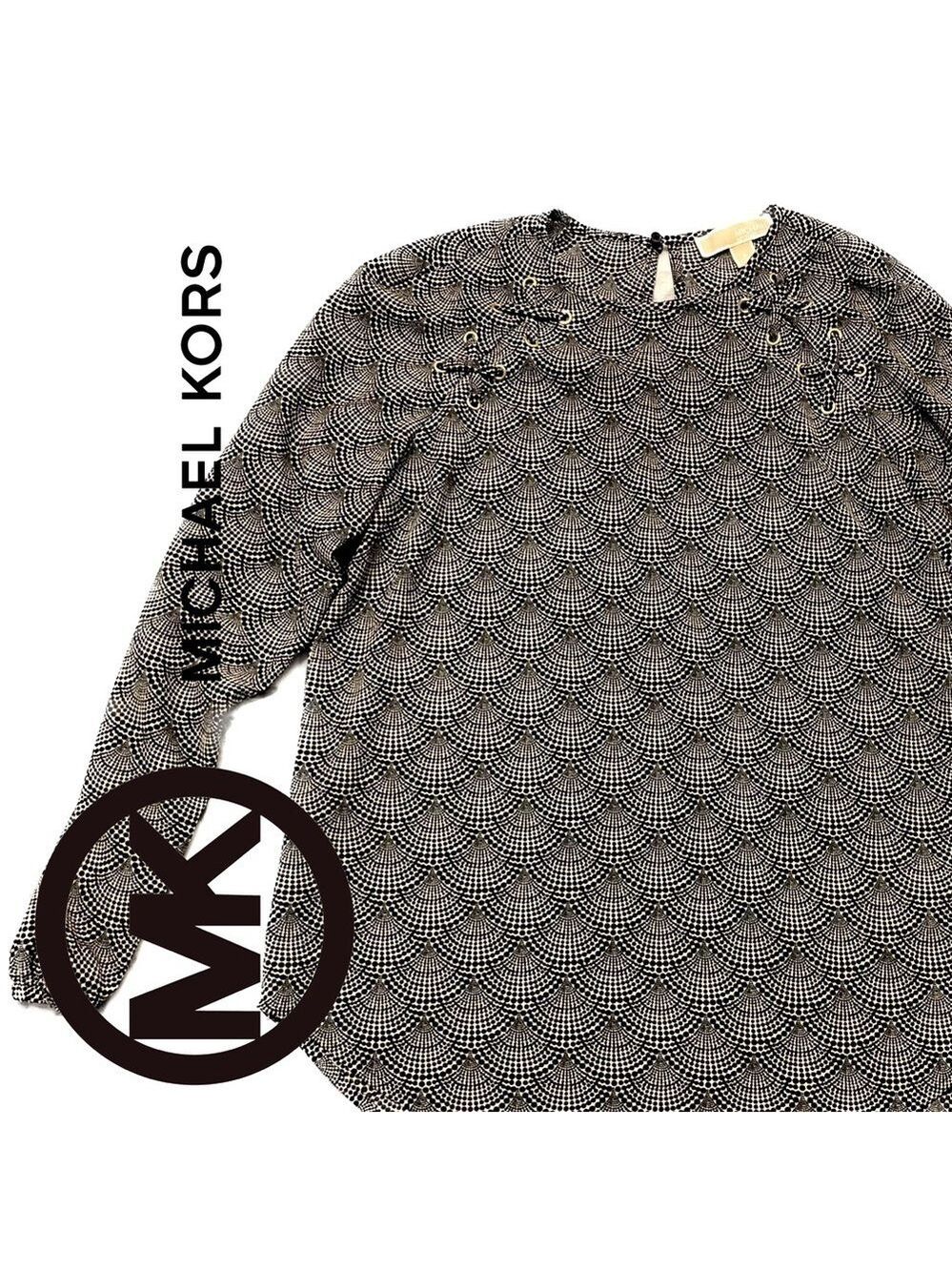 MICHAEL Kors Scallop Print Long Sleeve Blouse